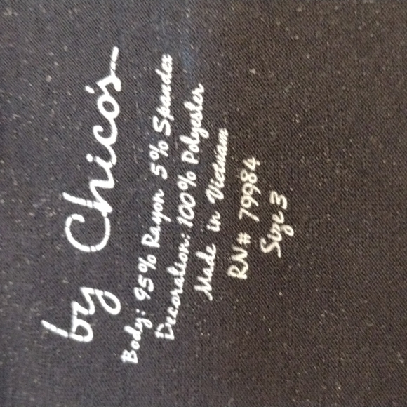 Chicos Top w/Raw Silk Striped Front and Solid Back - Picture 2 of 3